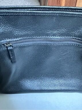 Black Leather Men's Zip-Front Bag